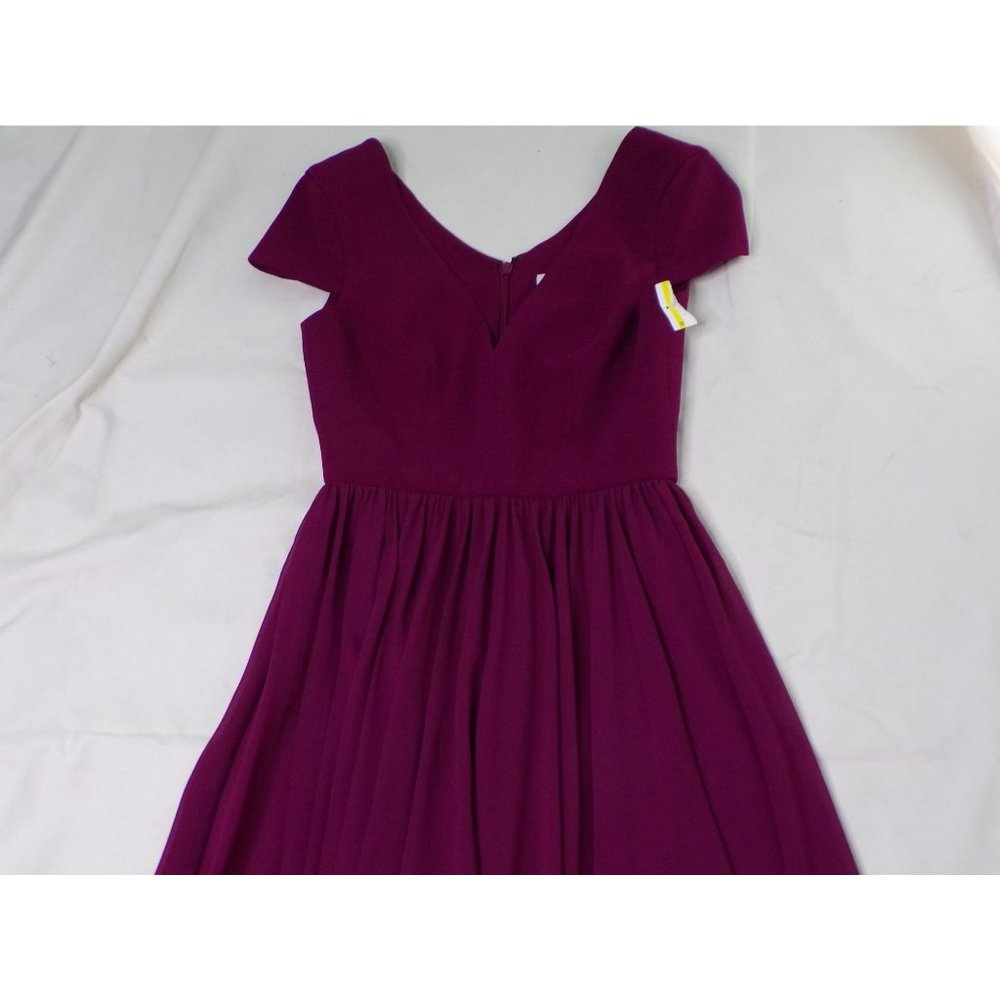 SOLD DRESS THE POPULATION Corey Flare Chiffon Dress Magenta Large (8-10) - Picture 10 of 12